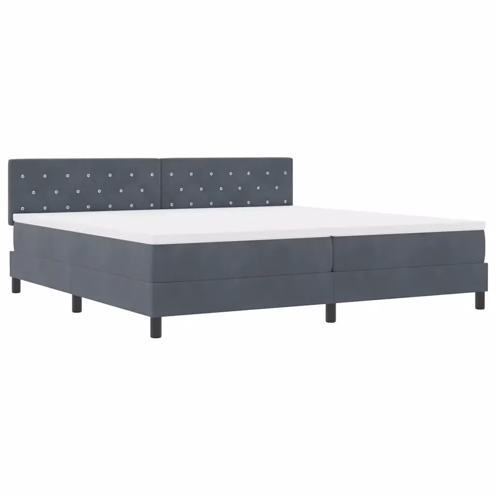 Letto a molle con illuminazione LED vidaXL in velluto grigio, 200 x 200 cm – 2