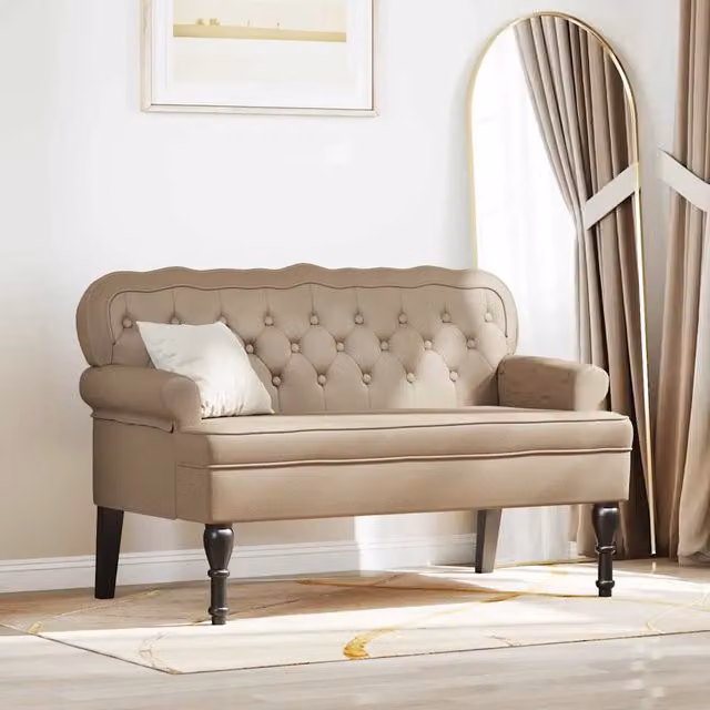 Panca Chesterfield-Sgabello-Divano Cappuccino 119.5 x 64.5 x 75 cm