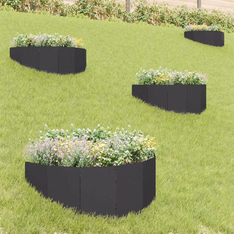 Set di 4 bordure per prato vidaXL in acciaio nero, dimensioni 100 x 45 cm