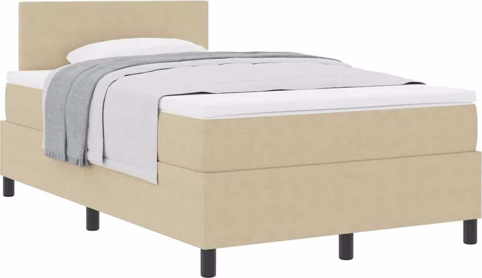 Letto a molle con testiera Grigio chiaro e bianco 120 x 190 cm