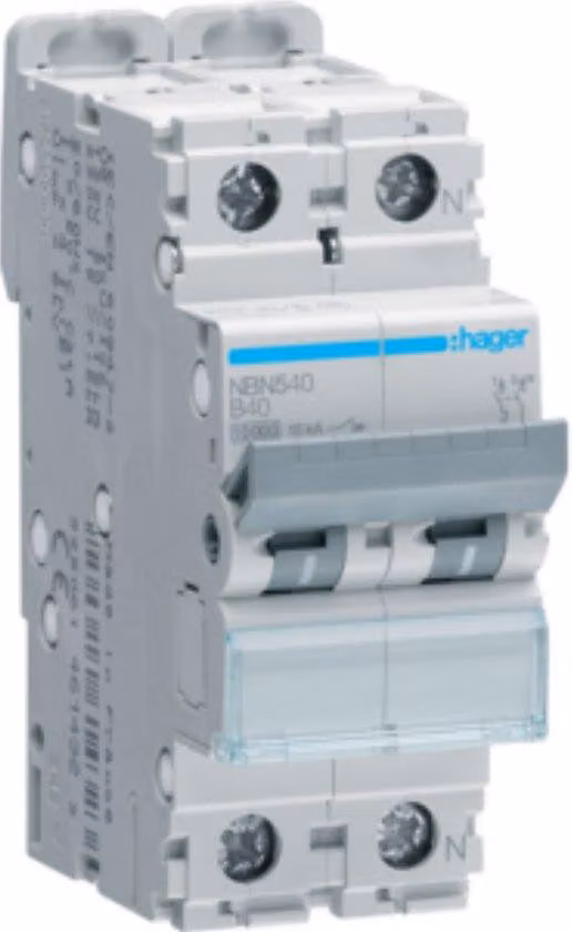 Interruttore automatico 1P+N 10 kA, caratteristica B, 40 A, 2 moduli