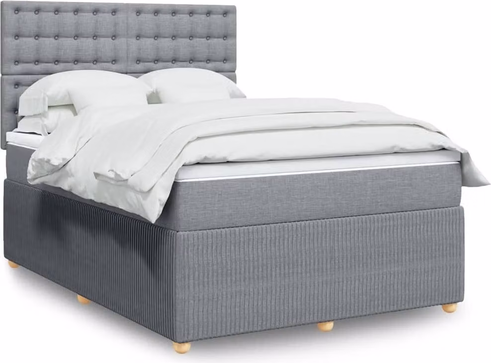 Maison Exclusive - Letto boxspring con materasso Grigio chiaro 140x200 cm Tessuto