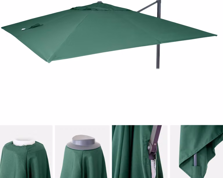 Copertura di ricambio per ombrellone a semisferica HWC-A96, copertura per ombrellone, 3x3 m (Ø 4,24 m), poliestere ~ verde scuro