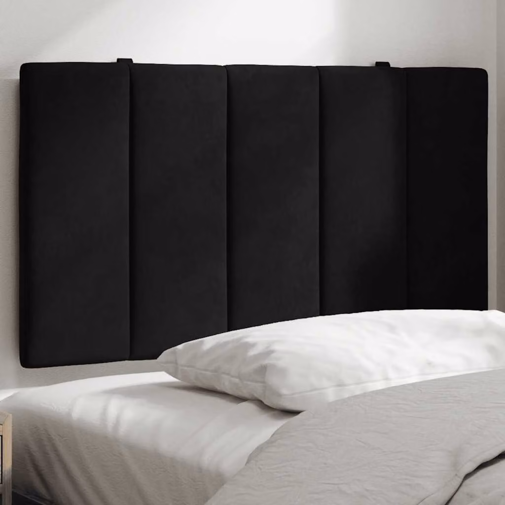 Cuscino Testiera Hanko vidaXL in Velluto Nero, Larghezza: 90 cm
