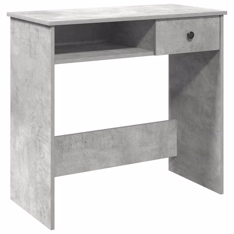 Scrivania moderna in grigio cemento con ampio spazio di stoccaggio