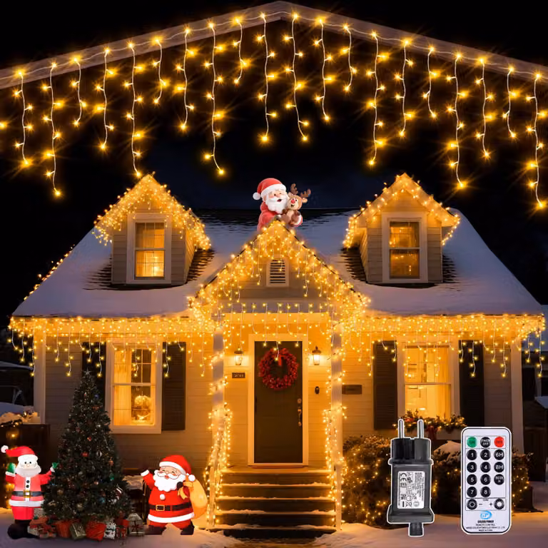 Catena luminosa a LED, 486 LED, luce bianco caldo, 12,5 metri, impermeabile, per uso esterno