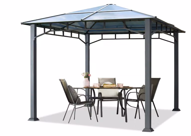TOOLPORT Gazebo da Giardino 3x3 m Telaio in Alluminio Tetto in Policarbonato da ca. 8 mm Senza Teli Laterali