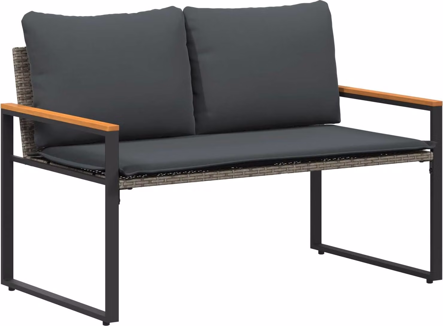 panchina Grigio e Grigio Scuro 115 x 65 x 72 cm Rattan