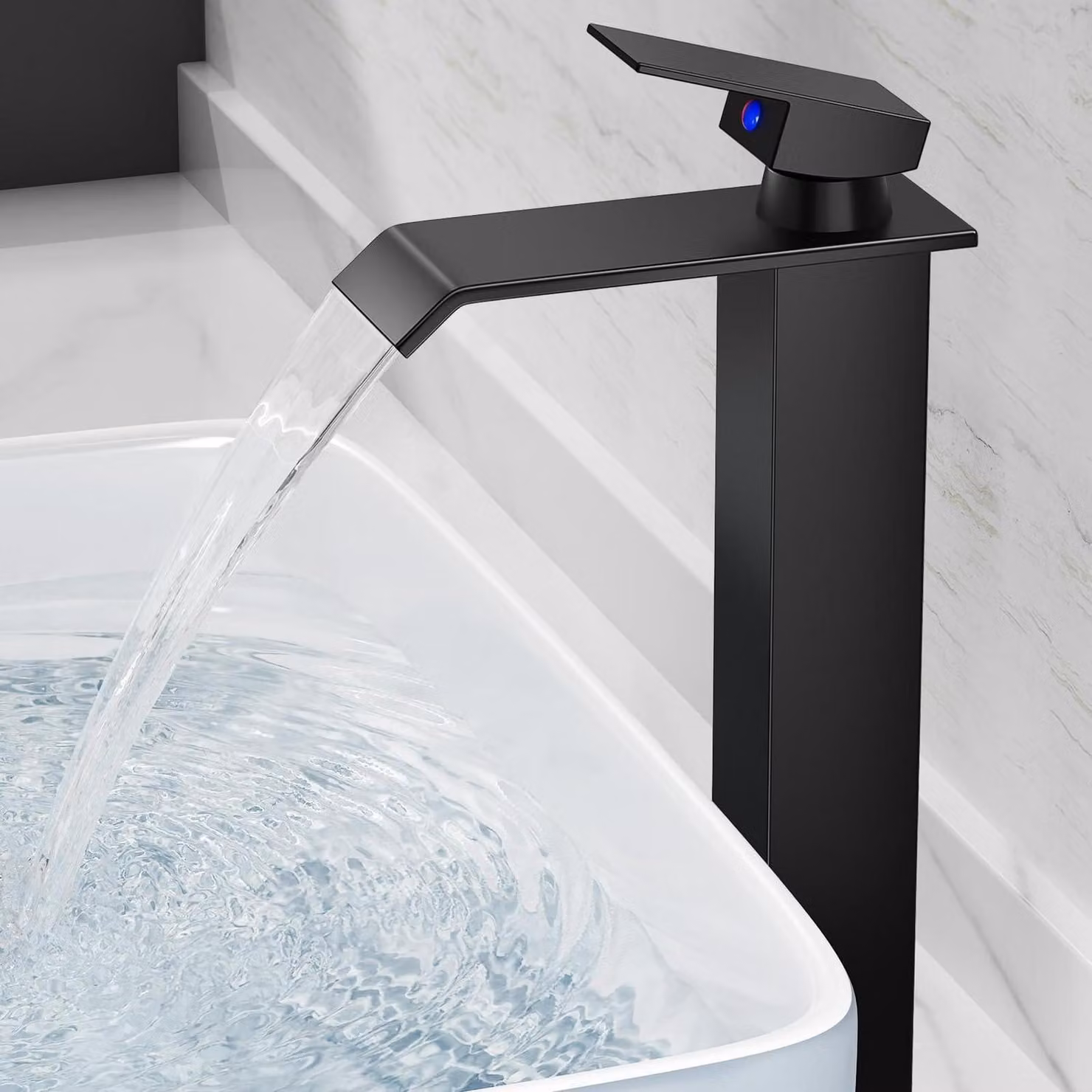 Rubinetto per lavabo, miscelatore monocomando in acciaio inossidabile, cromato, con tubi da 60 cm