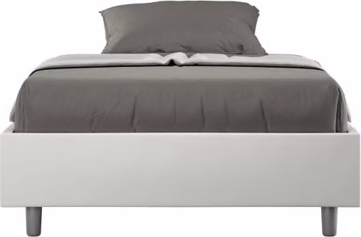 Letto Sommier imbottito Matrimoniale francese 140x190 cm Azelia - Bianco,Similpelle,Senza rete