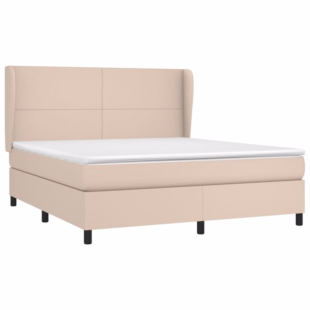 Giroletto a Molle con Materasso Cappuccino 160x200cm Pelle finta