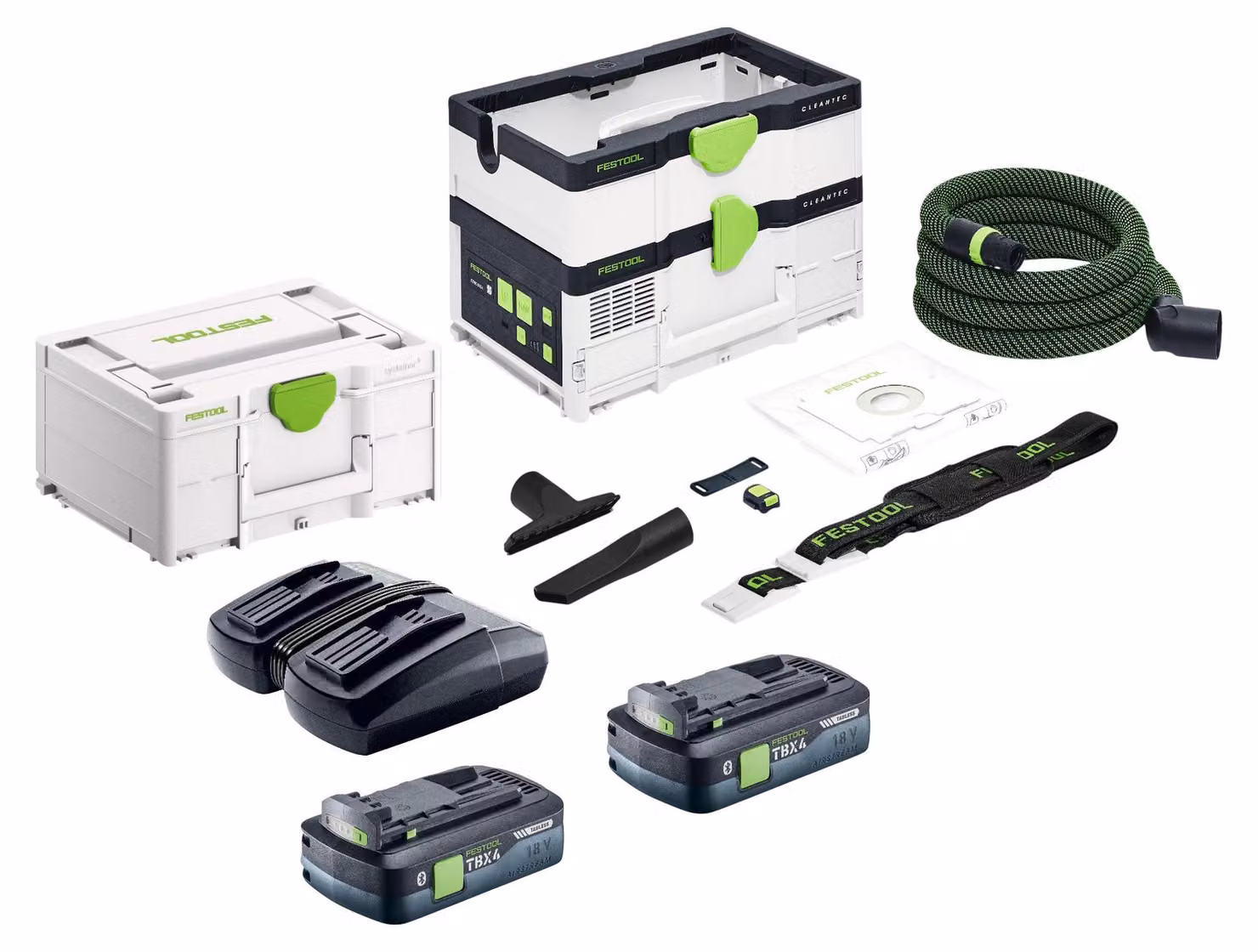 Festool CTLC SYS I-Basic Aspiratore mobile a batteria 36 V (2x 18 V) Classe di polvere L + 2x batteria 4,0 Ah + doppio caricabatterie + Systainer