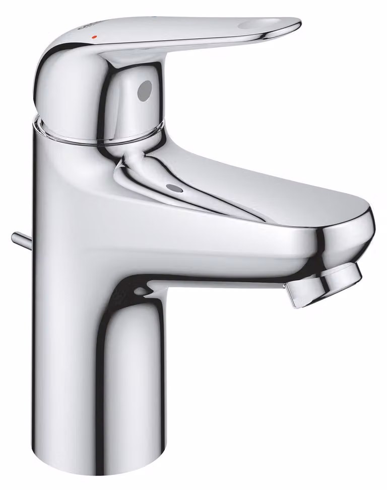 Miscelatore monocomando per lavabo, attacco 1/2", finitura cromata, completo di gruppo di scarico