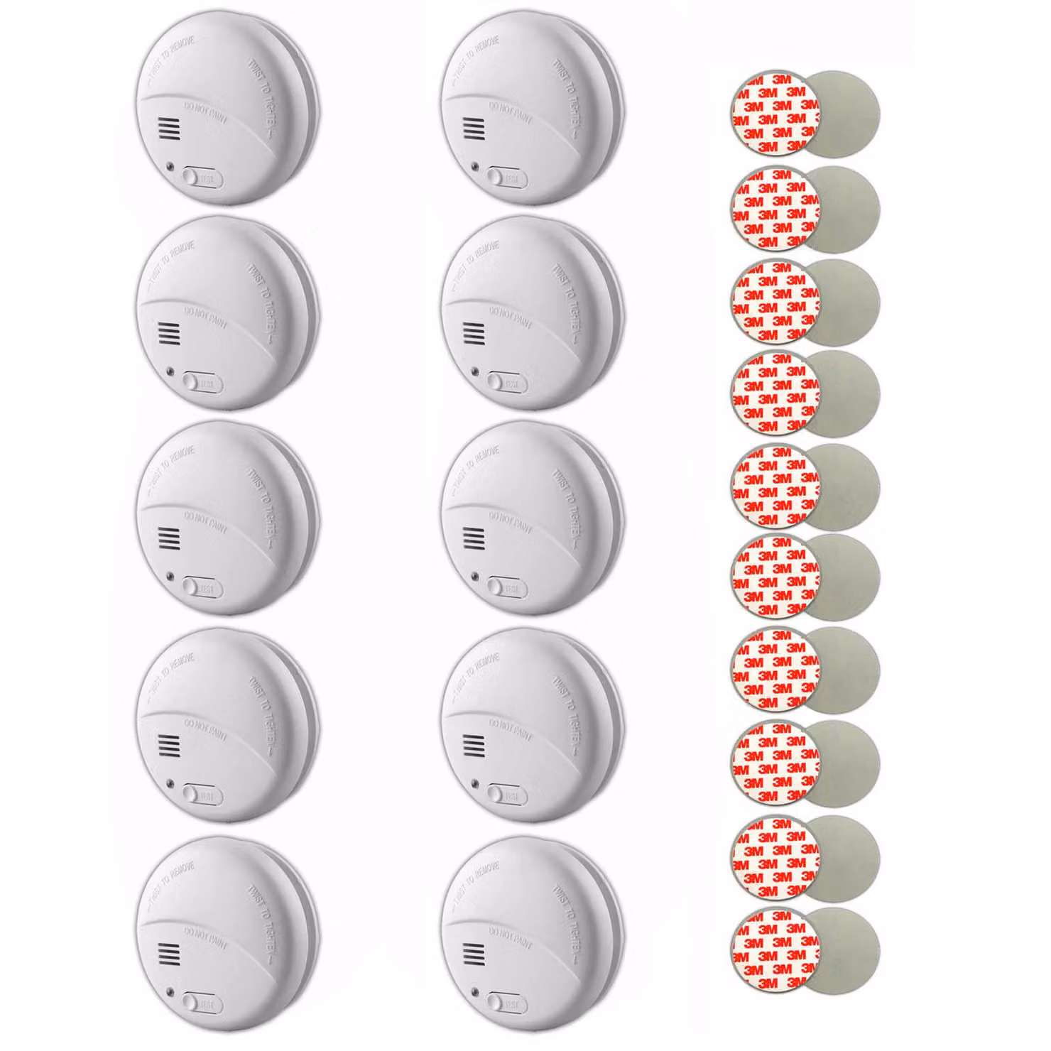 10 rilevatori di fumo da 85 dB, con batterie da 9 V e supporti magnetici inclusi