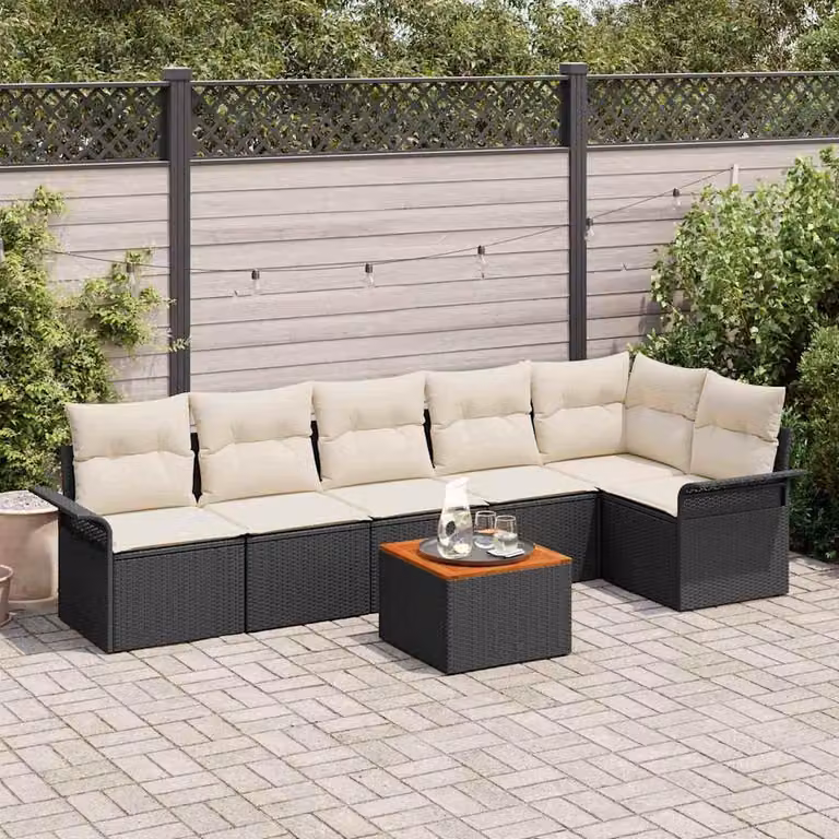 Maison Exclusive - Set Divano da Giardino 7 pcs Nero Poly Rattan