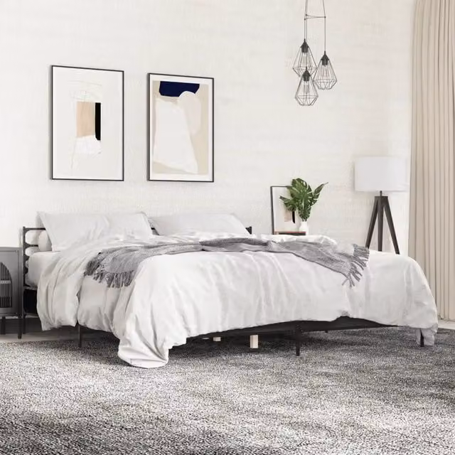 Letto moderno vidaXL nero in legno e metallo L/P/H: 180 x 200 x 203 cm – 1