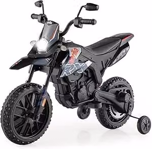 Moto Cavalcabile Aprilia Costway 12V per Bambini con Ruote Ausiliarie, Musica Wireless e Sospensioni a Molla, Colore Blu – 1