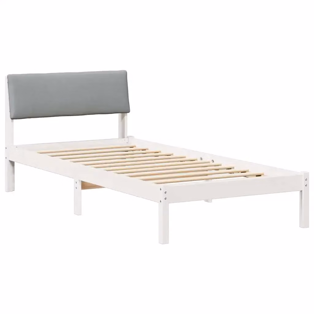 Struttura del letto moderna vidaXL in legno di pino e tessuto bianco e grigio L/P: 100 x 200 cm – 2