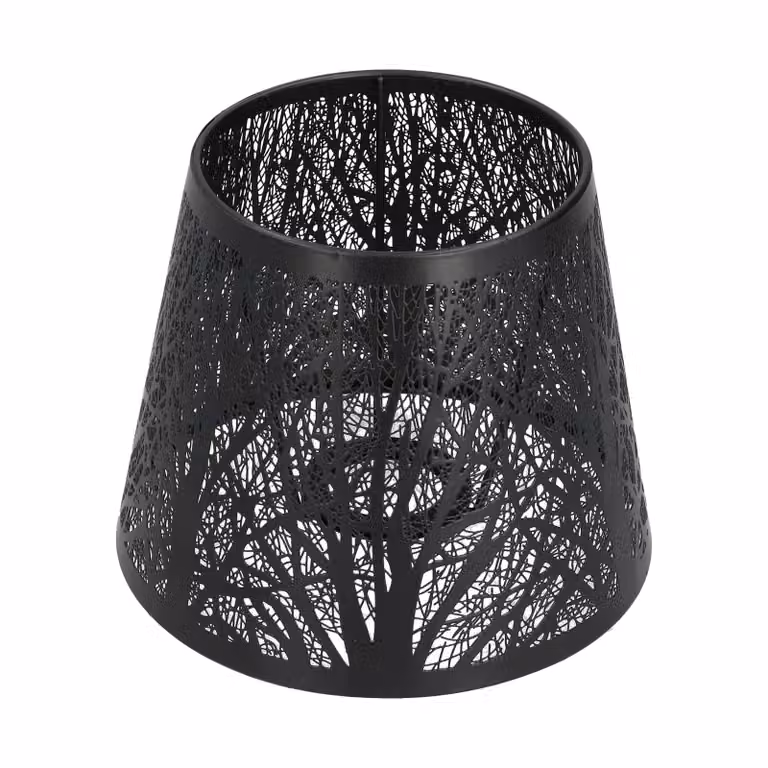 Paralume in ferro battuto intagliato a forma di albero della foresta E27 mini paralume per lampada da tavolo camera da letto comodino decorazione (nero)