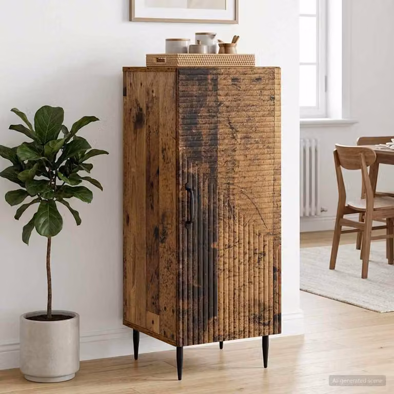 Credenza vidaXL in legno antico e metallo, colore marrone, L: 33 cm, P: 34,5 cm, H: 89,5 cm