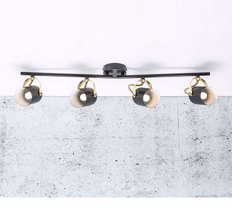 Lampada da soffitto Lotus 4 spot 78 cm nero/ottone