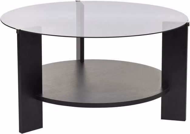 Tavolo basso quadrato in legno e vetro Habitat colore nero opaco L/P/H: 75 x 75 x 40 cm