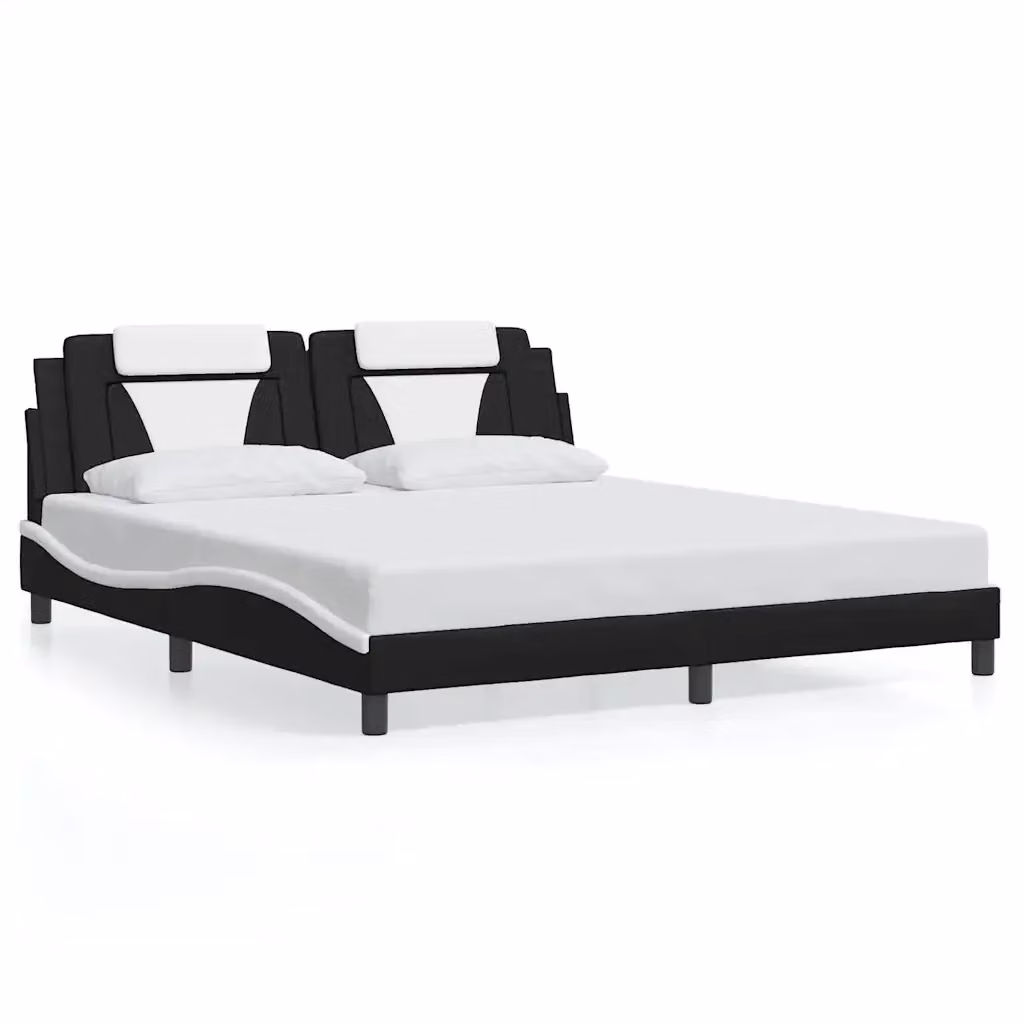 Giroletto Viana vidaXL in similpelle nero e bianco senza materasso L/P/H: 180 x 200 cm – 2