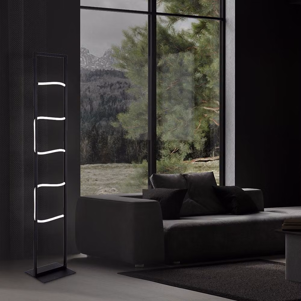 Lampada da terra a LED, metallo, nera, alluminio, bianca, altezza 135,4 cm