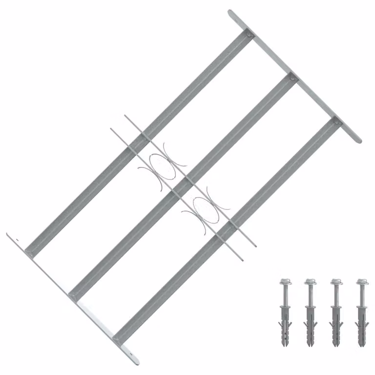 Grate per finestre regolabili vidaXL in acciaio galvanizzato grigio con 3 barre trasversali, larghezza regolabile da 500 a 650 mm