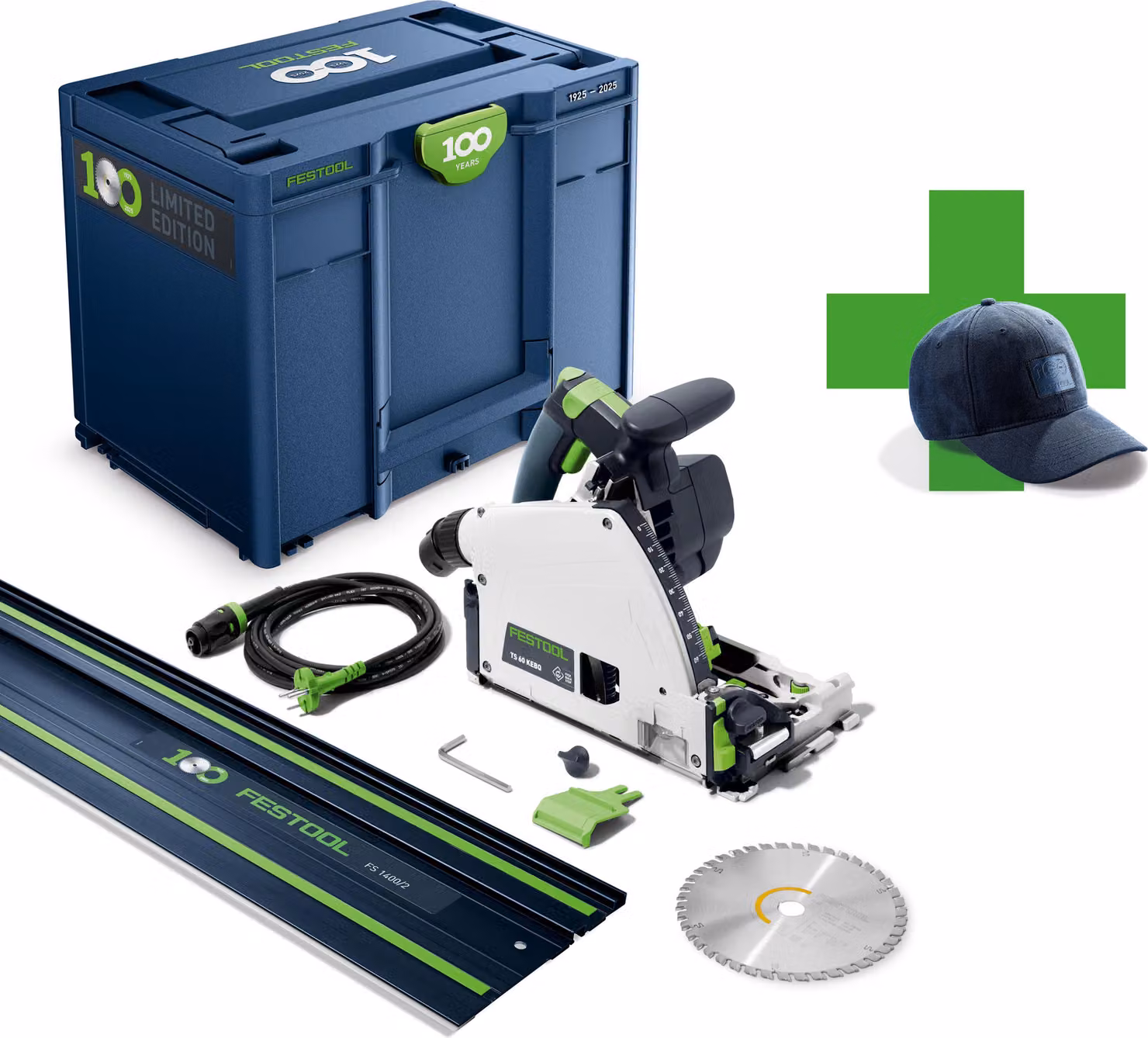 Festool TS 60 KEBQ-Plus-FS 100Y Limited Edition sega a tuffo 1500 W 168 mm ( 578221 ) + guida 1400 mm + Systainer