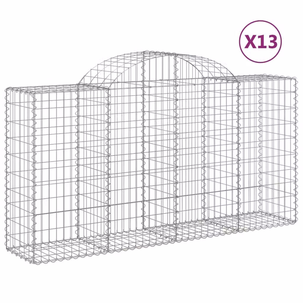 Cesti Gabbioni ad Arco 13 pz 200x50x100/120 cm Ferro Zincato