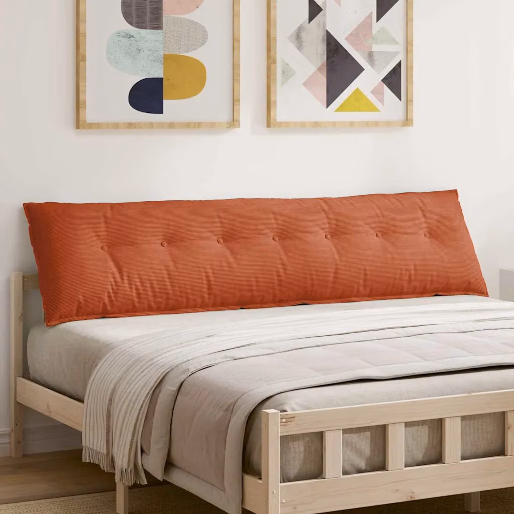 vidaXL Cuscino per Schiena Rosso Arancio in Tessuto di Corduroy e Poliestere L: 200 cm, H: 50 cm, P: 50 cm
