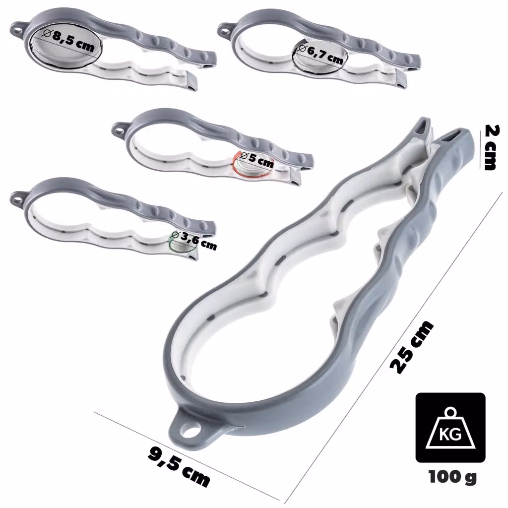 Apriapoli multifunzione 4 in 1 Kadax grigio e bianco con impugnatura ergonomica in plastica – 2