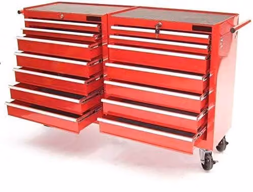 Carrello attrezzi D+L XXL con 14 cassetti, carrello da officina, carrello mobile, armadietto per attrezzi