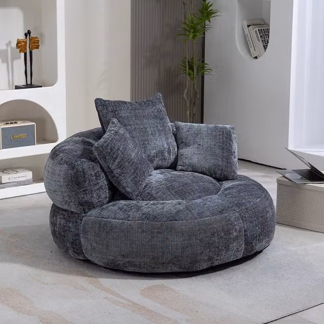 Chaise longue - Xylo - gaming chenille grigio con 3 cuscini