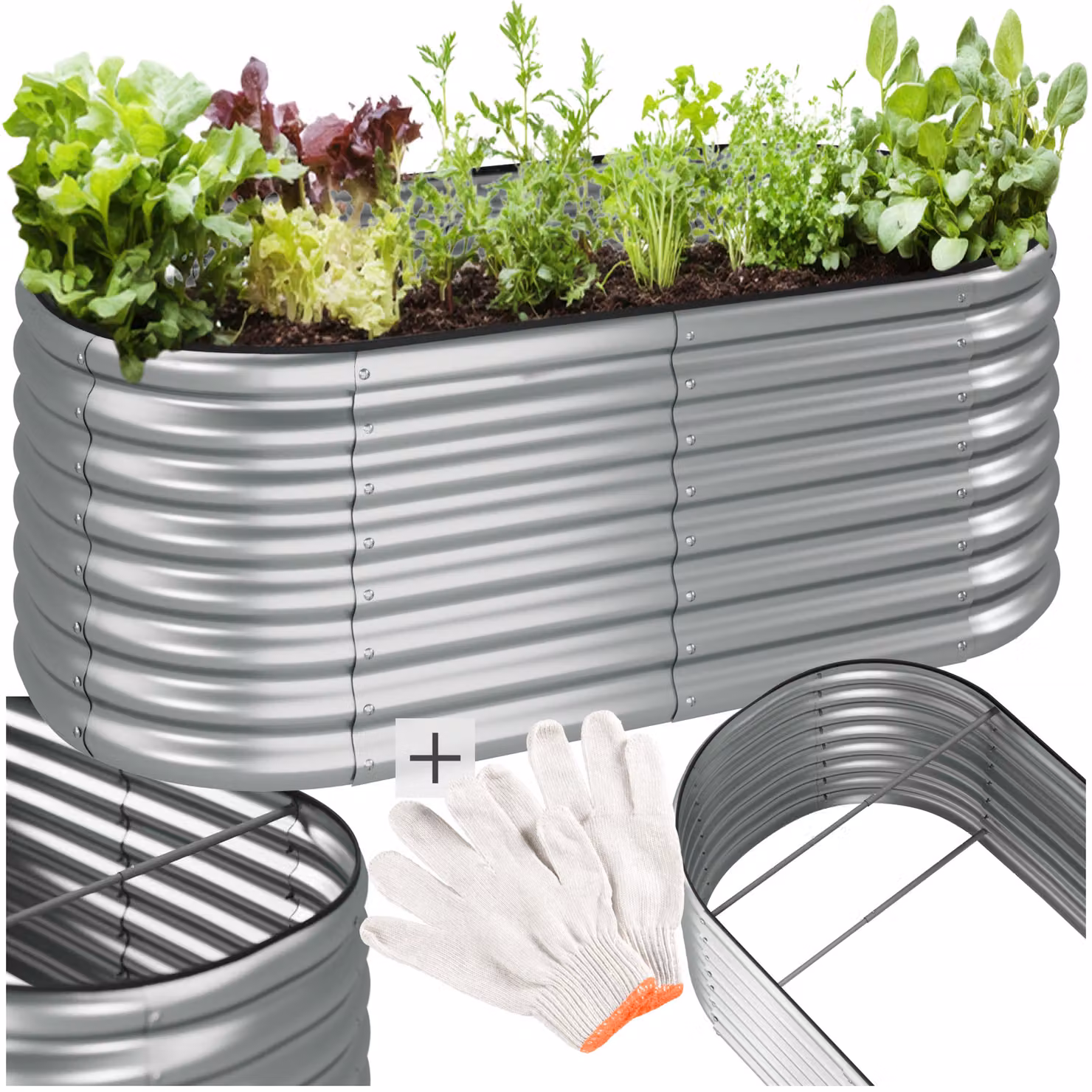 Letto rialzato Flormma Tectake in acciaio zincato e PVC, argento, L 160 cm x P 80 cm x H 60 cm – 1