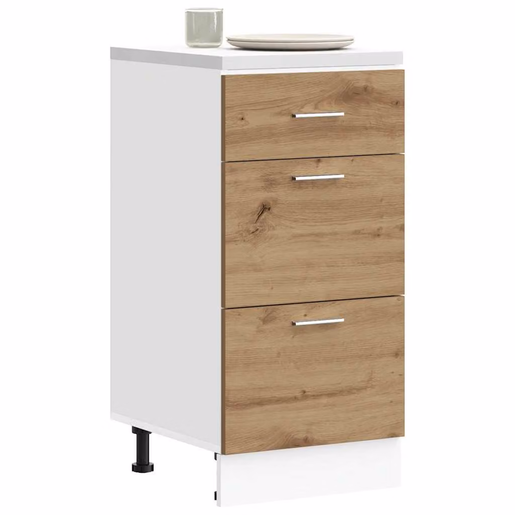 Armadio inferiore da cucina Lyon vidaXL in MDF marrone e bianco L 40 cm, P 46 cm, H 81,5 cm