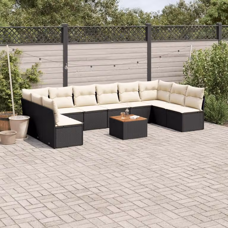 Maison Exclusive - Set Divani da Giardino 11 pz con Cuscini in Polyrattan Nero