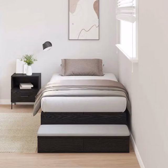 Letto moderno con contenitore e cassetti vidaXL in legno e MDF nero 100x200 cm