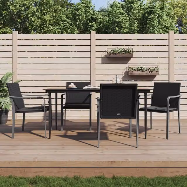 Set Pranzo da Giardino 5pz con Cuscini in Polyrattan e Acciaio 3186947