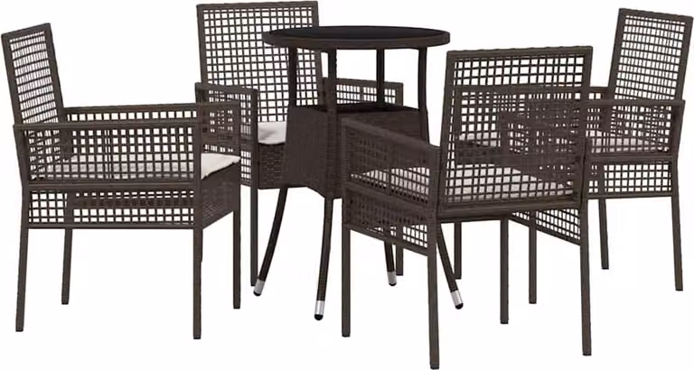 Set da Pranzo per Giardino 5 pcs Marrone polyrattan