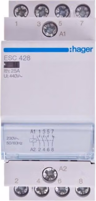 Contattore di installazione Hager 25A 3S+1Ö 230V ESC428