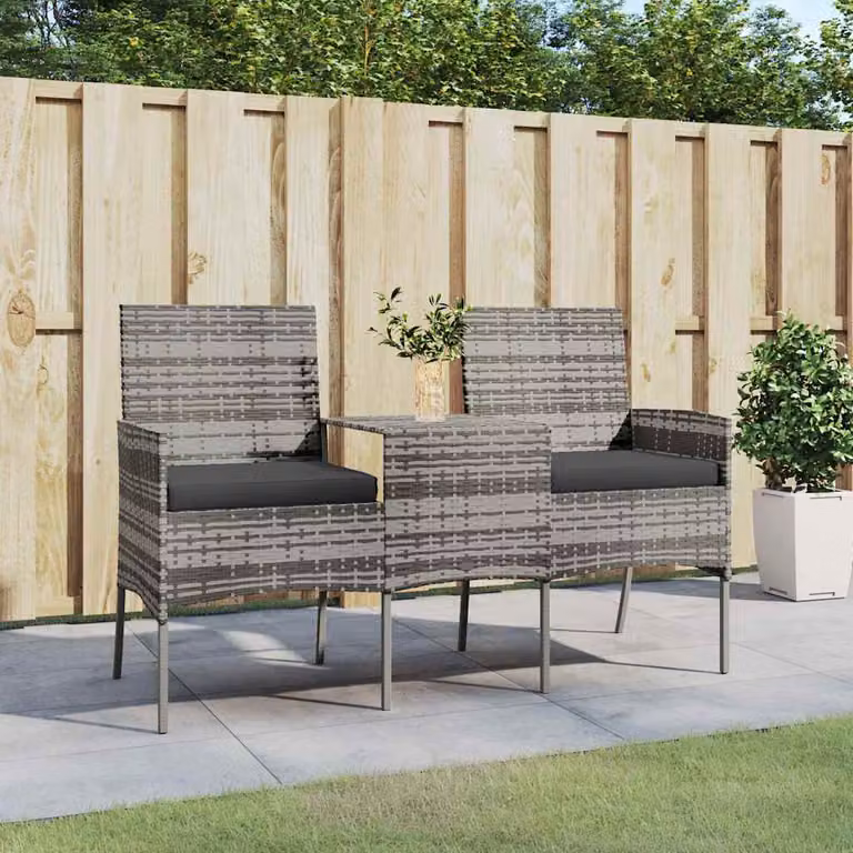 vidaXL Divano da Giardino Moderno con Cuscini Imbottiti e Coperture Rimovibili in Polyrattan e Metallo, Grigio Antracite