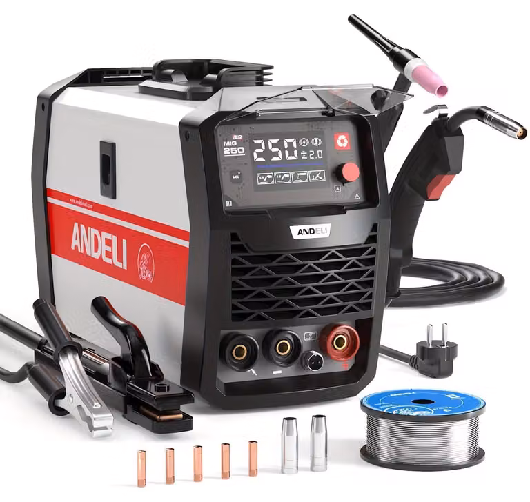 Saldatrice MIG - Apparecchio per saldatura - Saldatura di metalli - Alimentazione di rete 220V - Compatta e portatile