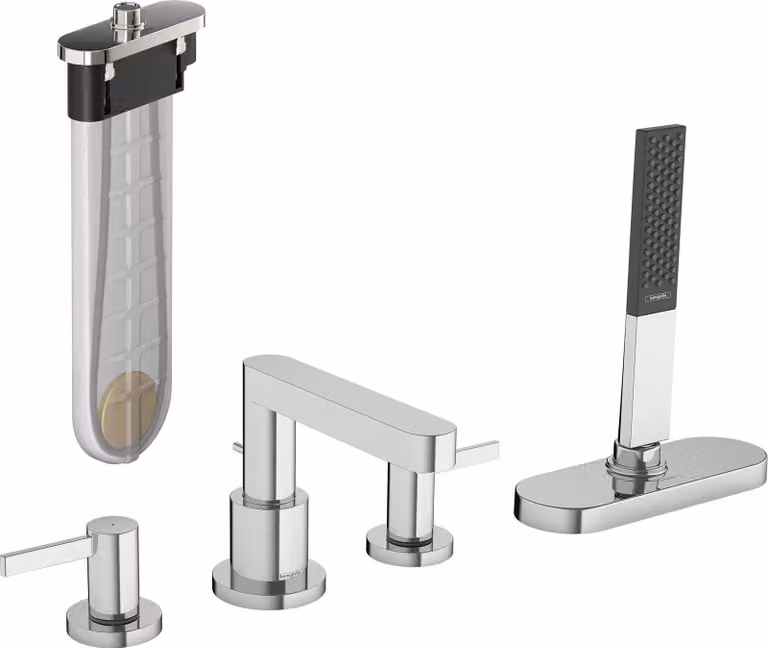 hansgrohe Finoris Robinetteries de bord de baignoire 4 trous avec flexible, portée 152mm, 76444000, 76444000