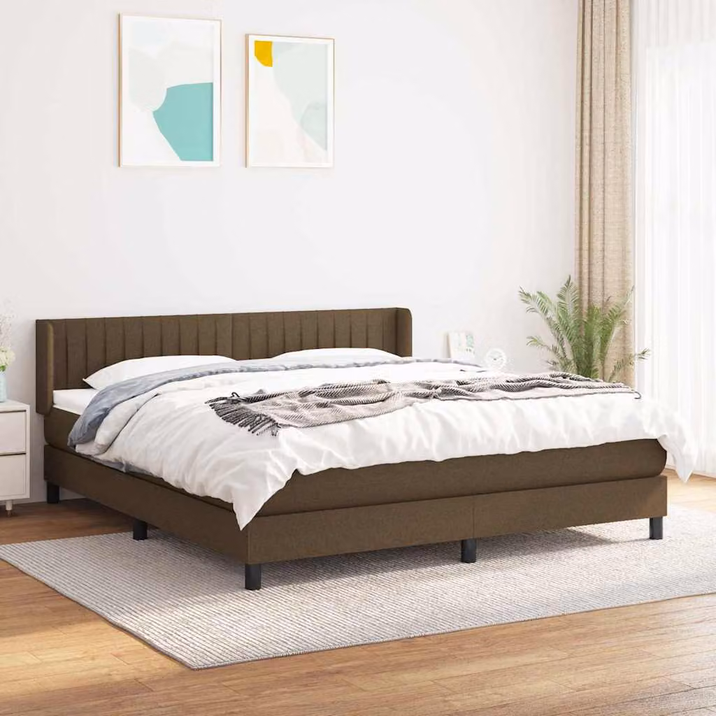 Giroletto a molle con materasso vidaXL in tessuto marrone scuro e bianco L/P/H: 160 x 200 x 88 cm – 1