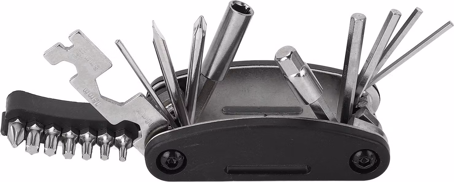 20 in 1 Bicicletta Multitool Professionale Portatile Design Integrato Strumento di riparazione per la manutenzione di emergenza - Viaggi in campeggio Nero