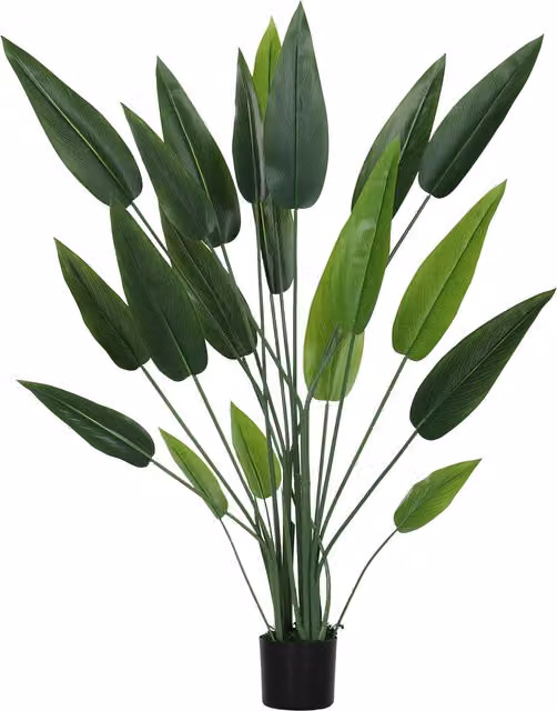 Pianta artificiale Uccello del Paradiso verde HOMCOM con 20 foglie e vaso, Altezza: 140 cm