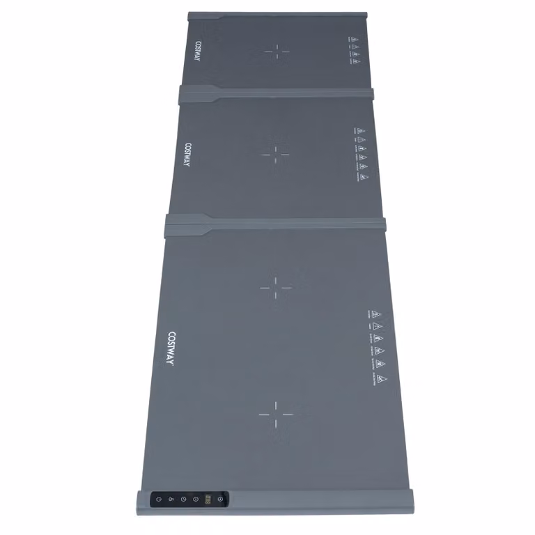 Costway Vassoio riscaldante elettrico in silicone a 3 zone per alimenti, Tappetino riscaldante avvolgibile con 7 livelli temp e timer