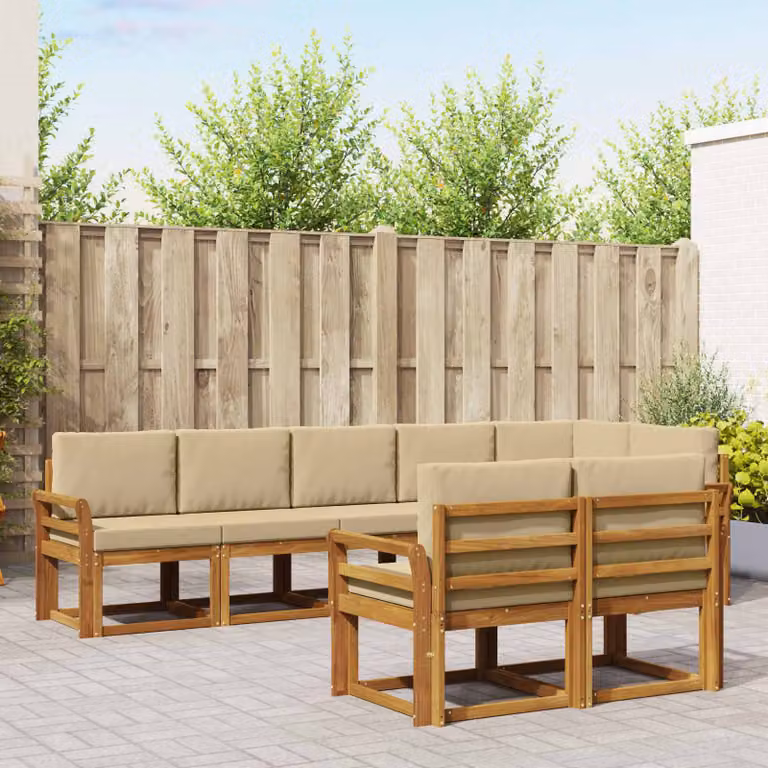 Set di divani da esterno vidaXL 8 pezzi in legno di acacia con cuscini, colore beige e marrone